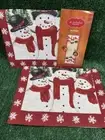 2 St. Nicholas Square Red Holiday Table Runner Christmas Snowmen Snowflake 13x35