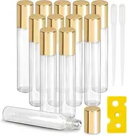 Fabselection Glass Roller Bottles, 12PCS Essential Oil Roller Bottle Refillable Empty Bottle with Stainless Steel Rollerball, 1PC Opener and 2PCS Dropper Refillable Glass