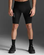 Light Speed React Compression Shorts, 2XU, XXL, Black/White Reflective, Male