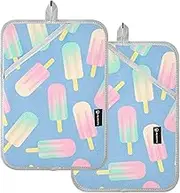 Trendy Popsicle Blue Pot Hot Holders Heat Resistant Cute Pot Holders and Oven Mitts for Baking Kitchen Decor, Set of 2