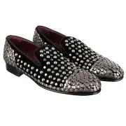 Dolce & Gabbana Velvet Loafers Shoes Milano with Rivets Black 43 US 10 UK 9