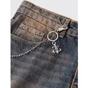 Mens Silver Jean Chain with Anchor Hardware