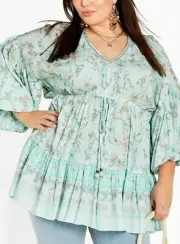 CITY CHIC Starling Reine Spirited Floral Tunic Plus Size XS/14 NWT [RRP $109.95]