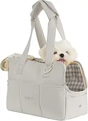 ONECUTE Dog Carrier for Small Dogs, Rabbits and Cats with Large Pockets, Cotton Bag, Soft Sides, Collapsible Travel Puppy Carrier (Grey, 43 x 19 x 31 cm)