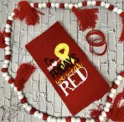 On Friday We Wear Red Embroidered Kitchen towel