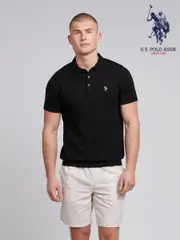 U.S. Polo Assn. Black Mens Combed 100% Cotton Polo Shirt (F61839) | $115