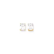 14k Yellow Gold 10x8mm Emerald Cut Cubic Zirconia Earrings