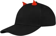[ROMISBABA] Baseball Cap Stylish Cotton Cricket Cap Halloween Girl Costumes Devil Baseball Hat Halloween Cap Outdoor Chic Printed Cap Halloween Head Evil Themed Cap Black
