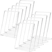 Clear Acrylic Sign Holder 10 Pack Clear Plastic Sign Holder Picture Photo Frames, Acrylic Sign Holder with Vertical Slanted Back, POP Flyer Document Paper Display Stand for Desktop (10x 15 cm)