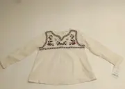 Carter's Girl's Size 3T Cream 100% Cotton Embroidered Peasant Top ADORABLE