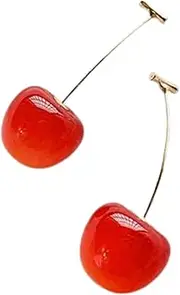 [CrownOfRibbons] Light Red Cherry Earrings, Dangle Style in a Gift Bag, Resin