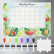 uxcell Acrylic Magnetic Calendar for Fridge, 16"x12" Calendar Planning Board Weekly Planner with Highlight Markers for Fridge Menu To-Do List, Light Blue