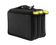Large Capacity 3 Layer 52 Holes Student Pen Pencil Storage Zipper Case Holder-Black