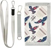 [Yoogain] Red Blue Big Bird wallet slim for woman unique wallet card holder with lanyard, red blue big bird, 1 size, Fashion