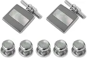 [Select Gifts] Sterling silver mother of pearl chain link Cufflinks Shirt Dress Studs Gift Set