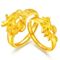 在飛比找樂天市場購物網優惠-新款韓版鍍3D黃金戒指男女款歐幣鍍金情侶對戒龍鳳戒指環結婚戒