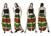 Women's Tie-Dye Tulip Pants Elastic Waist Harem Pants & Wrap Skirt Maxi Ski
