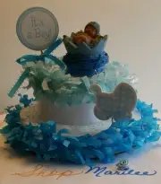 BLUE EGG IN NEST BABY SHOWER CAKE TOPPER DECORATION FIGURINE IT'S A BOY