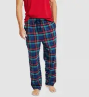 $39 Nautica Men's Red Blue Plaid Logo Cotton Pajama Pants Sleepwear Pants S