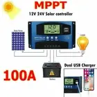 100A AMP MPPT Solar Panel Regulator Charge Controller Dual USB 12V/24V Auto LCD