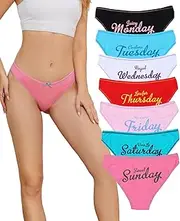 [GaaiKei] Cotton Panties Women Full Coverage Stretchy Underwear Week Days Printed Briefs 7 Pack