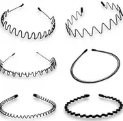 6PCS Metal Hair Headbands Wavy Hairband Spring Hair Hoop Sports Fashion Hair Bands Unisex Black Elastic Non Slip Simple Headwear Accessories