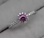 2.05 Ct Round Natural Pink Sapphire proposal Diamond Ring 14K solid White gold
