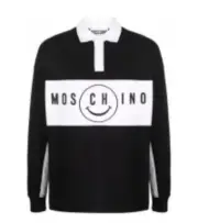 Moschino Couture! Long-sleeved Smiley Black And White Rugby Shirt Size 50 EU