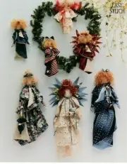Spiraled Angel Figures Craft Sewing Pattern Folk Art Primitive 2 Sizes Of Dolls