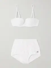 [Dolce & Gabbana] Dolce & Gabbana - Broderie Anglaise Underwired Bikini - White - 1 1 White