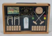 RARE! LONDON DRY GIN GIFT SET MINIATURE INDOOR CROQUET SET IN WOODEN BOX NEW