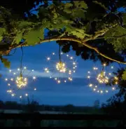 3pk Starburst Solar Powered LED Garden Pendant Light Outdoor Feature Lighting