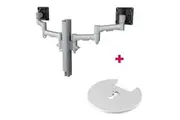 Atdec AWMS-2-4640 Dual Monitor Swing Arms on 400mm Post / 12kg (26.5lb) Flat Screens, 10kg (22lb) Curved Screens + Grommet Clamp Desk Fixing, Silver