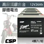 【CSP】電動車 電池 EB26-12銀合金膠體電池12V26AH/電動機車電池 電動腳踏車 電瓶 老人代步車