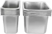 6-Pack Stainless Steel 1/9 Gastronorm Pans - GN Food Containers with Deep Edge & Mirror Finish | Commercial Baking, Roasting Grill Dishwasher Safe | Hotel Restaurant & Home Kitchen Essentials (100mm)
