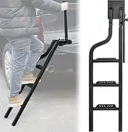 POKIAUTO 42" Aluminum Universal Foldable Tailgate Ladder with Handrail for Pickup Truck Accessories