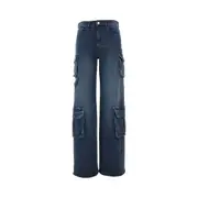 [EMPORIO ARMANI] EMPORIO ARMANI Faded denim cargo pants Woman 26 26 Blue