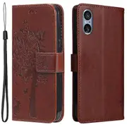 Imprinted Flower Wallet Phone Case For Sony Xperia 5 V, Stand Pu Leather Phone Cover