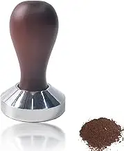 Antallcky 58Mm Beech Wood Stainless Steel Coffee Tamper, Solid Wood Handle Three Leaf Tamper, Removable Press, Brown