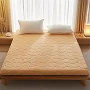 [YXCMD] Sherpa Fleece Futon Mattress Japanese Style Floor Tatami Roll Up Ultra Soft Bed Topper Sleeping Pad Portable for Bedroom Guest Room Foldable Mattress(Camel,150 * 200cm)