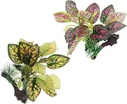 Abaodam 2Pcs Lifelike Artificial Aquarium Plants with Tree Branch Base for Fish Tank Decorations Enhance Fish Habitat Easy to Maintain Plastic Aquatic Plants for Terrarium