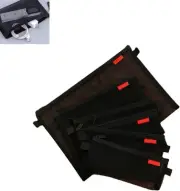 5 Pcs Zipper Black Mesh Pencil Bags,Pouch Portable Office Supplies Storage,4