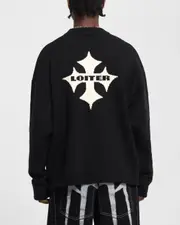 [LOITER] Loiter Chopper Long Sleeve Knitted Sweater Black - Size M M Black