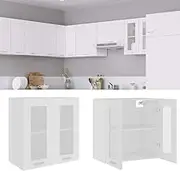 Hanging Glass Cabinet White 60x31x60 cm Engineered Wood Storage Display Furniture