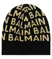 [Balmain Kids] Balmain Kids Logo wool-blend beanie II black