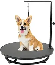 24in Pet Grooming Table with Loop, 360°Rotating Dog Grooming Table Adjustable Height Grooming Table for Small Dogs, Home Pet Spa Table Station