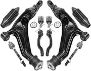 Set of 10, Front Lower Control Arm, Lower Ball Joint, Inner Outer Tie Rod End, Rack and Pinion Bellow Kit, Compatible with Honda CR-V CRV 1997 1998 1999 2000 2001