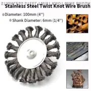 4'' Twist Knot Wire Brush Stainless Steel With 6mm Shank For Angle Grinder Tool