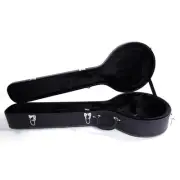 5 String 6 String Microgroove Pattern Leather Wood Banjo Case Black