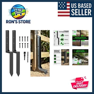 Quick Fix 4x4/6x6 Fence Post Repair Kit with One-Piece Steel Anchors, 2-Pack